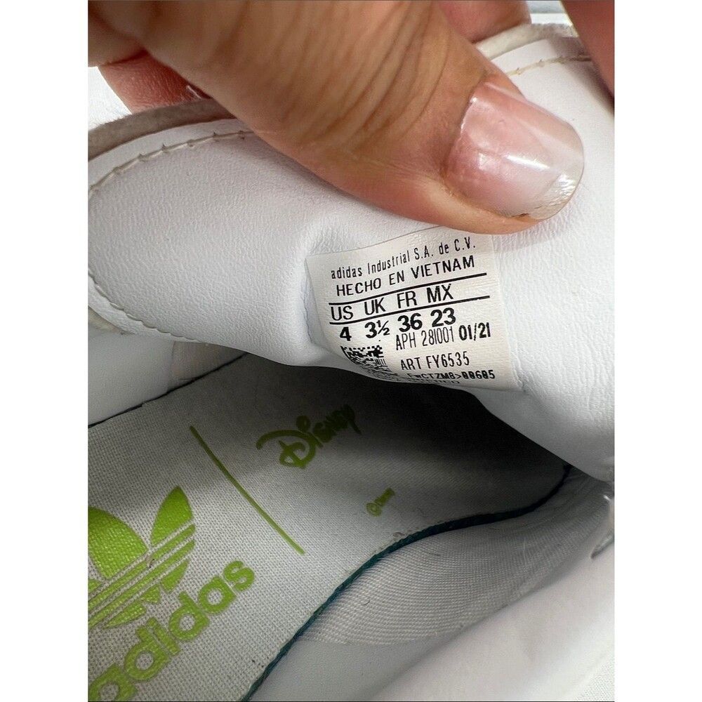 adidas White Stan Smith Sneakers with Green Heel Tab and Kermit Detail - Picture 7 of 8